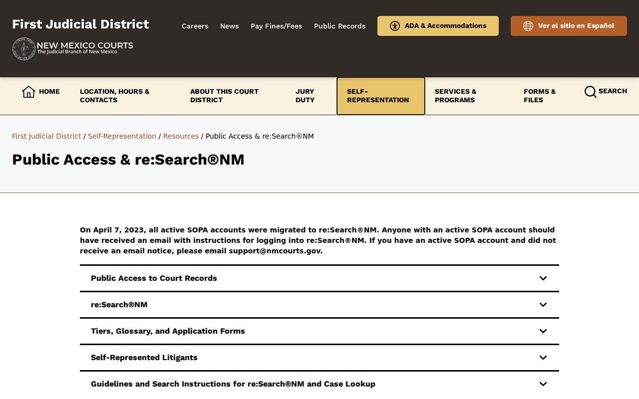 New Mexico court record access tiers and statewide docket search
