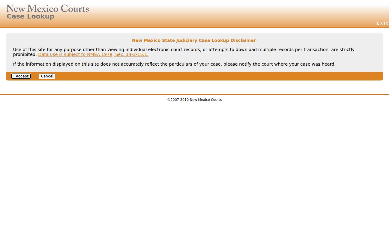 New Mexico court docket case search in Case Lookup