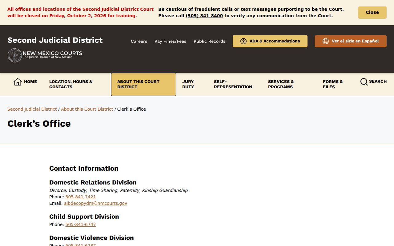 New Mexico court records Second District clerk services and copy fees
